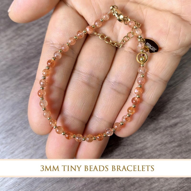 Morchic 3mm Tiny Beads Natural Gemstone Bracelet for Women, Adjustable 7.1" Energy Gem Charm Jewelry, Dainty Handmade Birthday Gift - Image 5